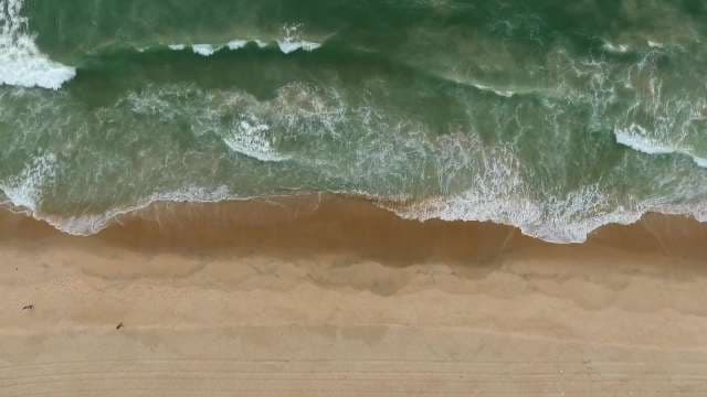 Aerial Beach Waves and Sandy Coastline