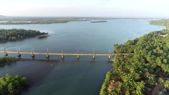 Honnavar Hanging Bridge: Aerial View