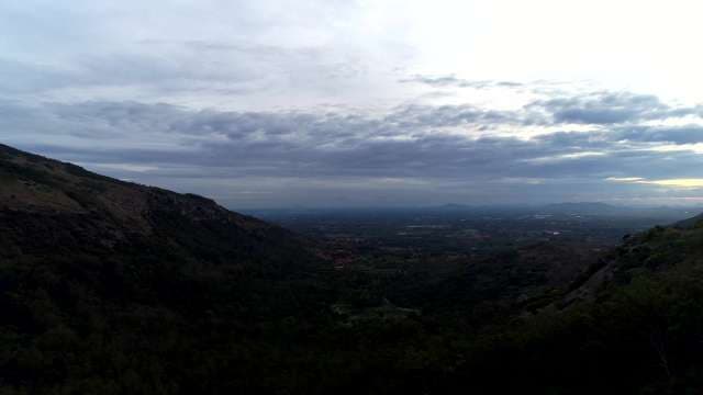 Dramatic Mountain Valley Landscape at Twilight