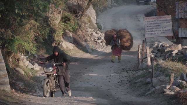 Rural Himachal Village Road: Traditional Mountain Life and Transport