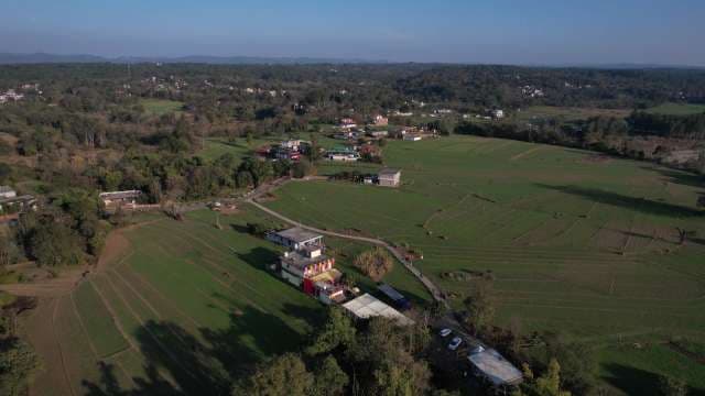 Aerial View of Rural Countryside with Farms
