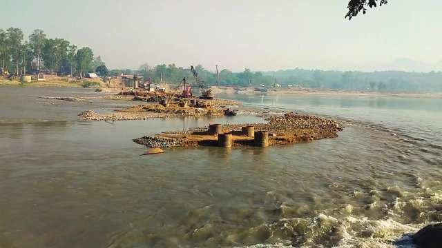 Bridge Construction on River