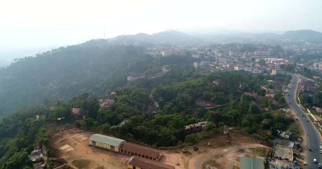 Aerial View of Madikeri Town with Lush Green Mountains