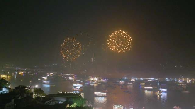 Spectacular Fireworks Display Over Ganga River