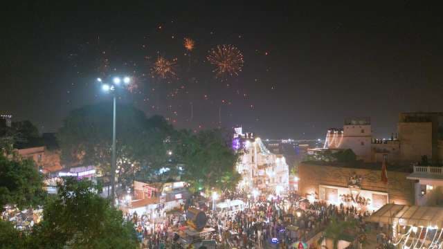 Festive Fireworks Illuminate Historic City Square Celebration