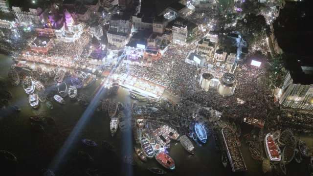 Aerial Night View of Vibrant Hong Kong Harbour