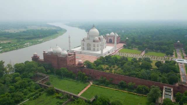 Taj Mahal Aerial View: India's Iconic Monument