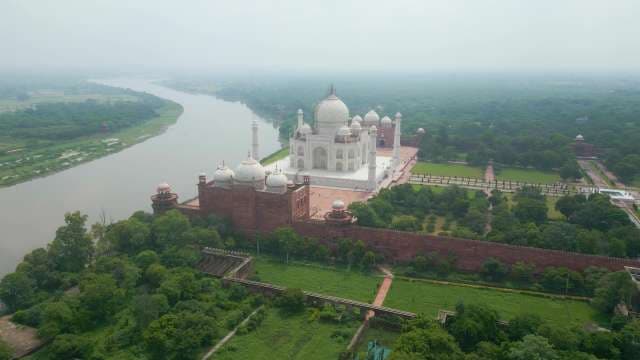 Taj Mahal Aerial View: India's Iconic Monument
