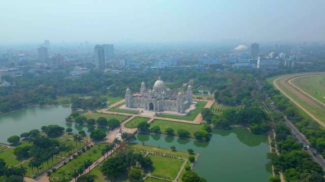 Stunning Aerial View of Victoria Memorial in Kolkata India