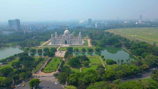 Majestic Aerial View of Victoria Memorial Hall in Kolkata