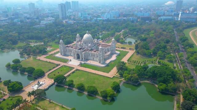 Breathtaking Aerial View of Victoria Memorial in Kolkata, India