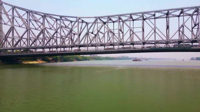 Majestic View of the Historic Howrah Bridge in Kolkata India