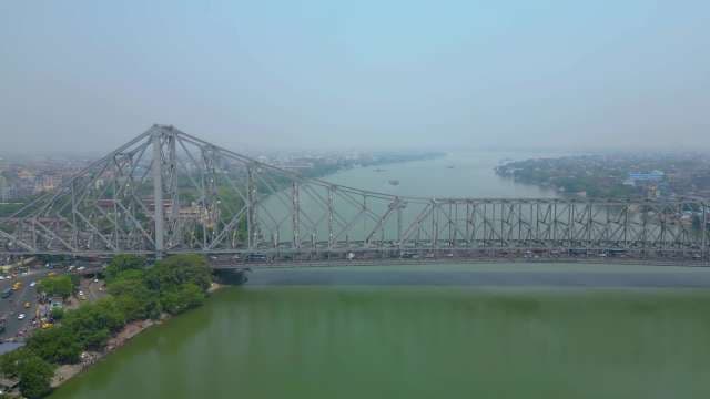 Stunning Aerial View of Howrah Bridge over the Hooghly River
