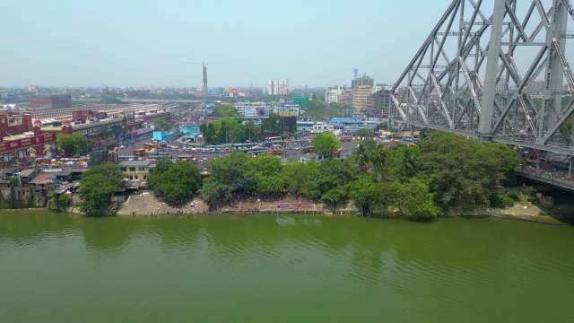 Iconic Howrah Bridge and Hooghly River Cityscape in Kolkata, India