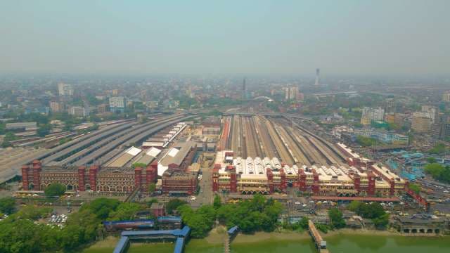 Aerial View of the Historic Howrah Junction Railway Station in Kolkata