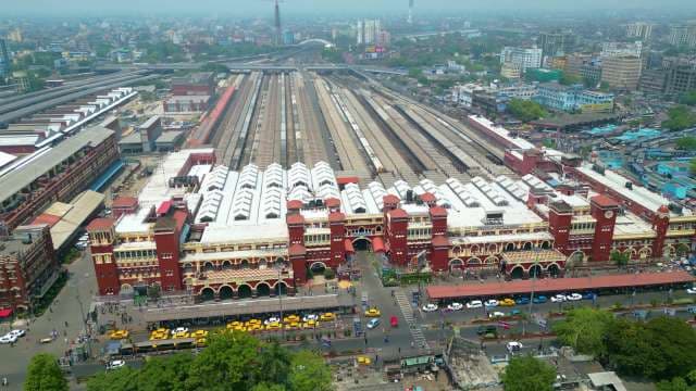 Majestic Aerial View of Howrah Railway Station in Kolkata India