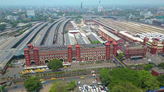 Aerial View of the Iconic Howrah Junction Railway Station in Kolkata