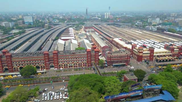 Aerial View of the Historic Howrah Junction Railway Station in Kolkata