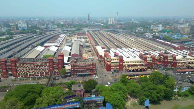 Stunning Aerial View of the Iconic Howrah Junction Railway Station