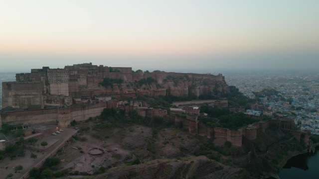 Majestic Aerial View of Mehrangarh Fort in Jodhpur at Twilight