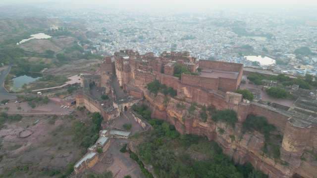 Majestic Aerial View of Mehrangarh Fort and Jodhpur Blue City