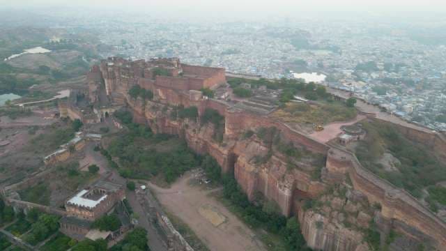 Majestic Aerial View of Mehrangarh Fort Overlooking Jodhpur Blue City