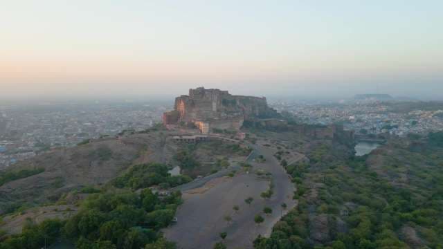 Panoramic Sunrise View of Mehrangarh Fort and Blue City Jodhpur India
