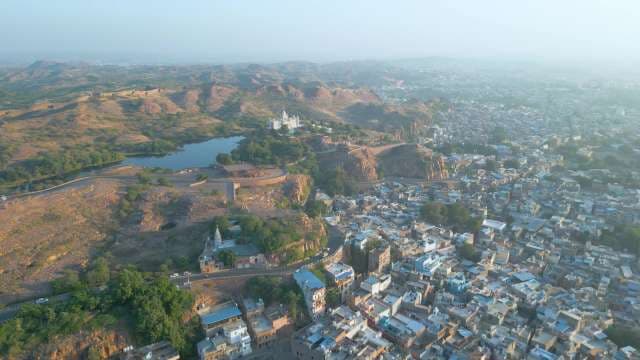 Stunning Aerial View of Jaswant Thada and Jodhpur Blue City Rajasthan