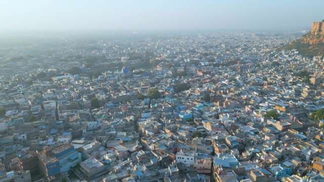 Breathtaking Aerial View of the Iconic Blue City in Jodhpur India