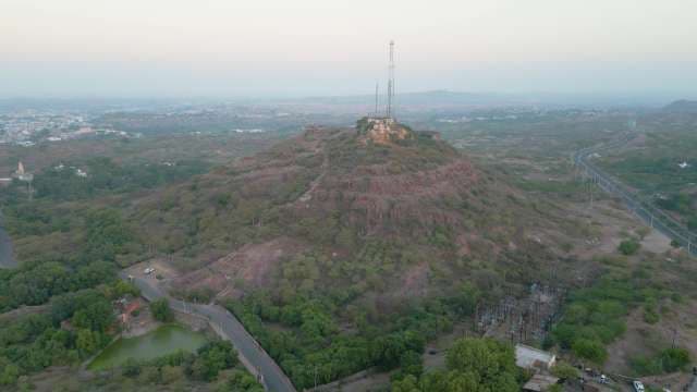 Scenic Aerial Landscape of Jodhpur with Communication Tower on Hilltop