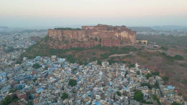 Majestic Aerial View of Mehrangarh Fort and Blue City Jodhpur