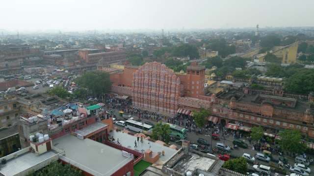 Aerial View of the Iconic Hawa Mahal in Jaipur, India