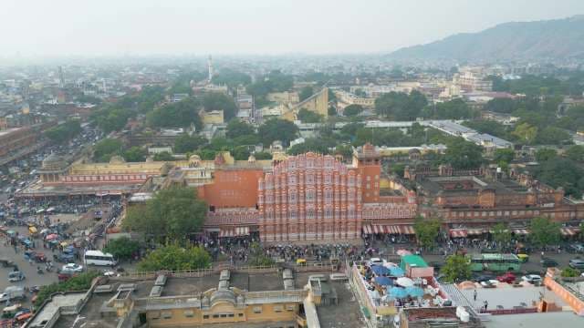 Stunning Aerial View of the Iconic Hawa Mahal in Jaipur India