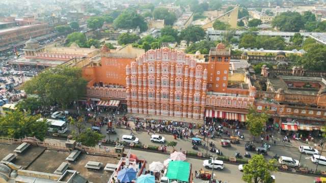 Aerial View of the Iconic Hawa Mahal Palace in Jaipur India