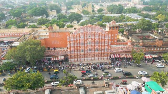 Stunning Aerial View of Hawa Mahal in the Pink City Jaipur