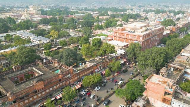 Stunning Aerial View of the Historic Pink City in Jaipur India