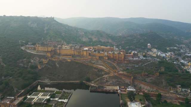 Majestic Aerial View of Amber Fort in Jaipur Rajasthan India