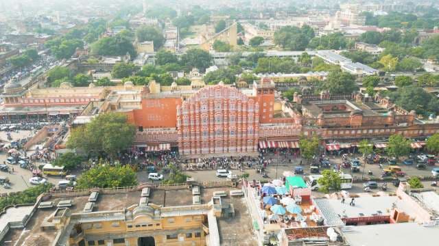 Aerial View of the Iconic Hawa Mahal Palace in Jaipur Rajasthan