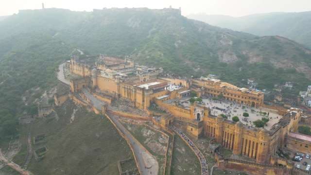 Majestic Aerial View of Amer Fort in Jaipur Rajasthan India