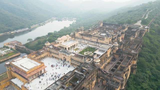 Majestic Aerial View of Amber Fort in Jaipur Rajasthan India