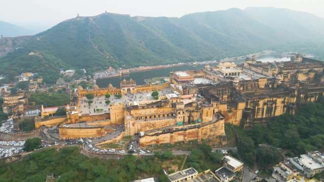 Majestic Aerial View of the Historic Amer Fort in Jaipur India