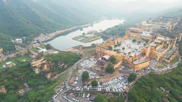 Majestic Aerial View of Amber Fort in Jaipur Rajasthan India