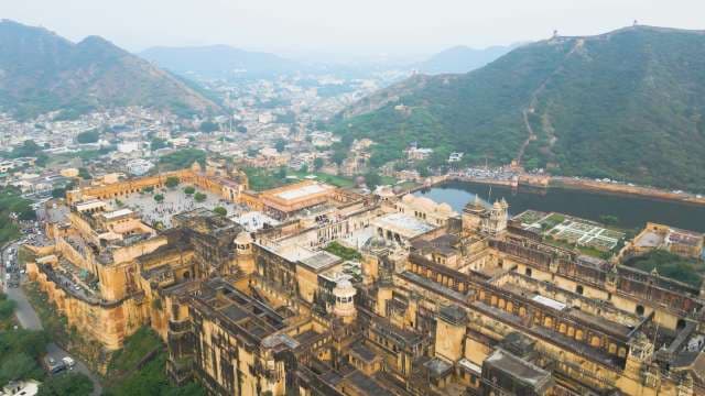 Majestic Aerial View of Amber Fort in Jaipur Rajasthan India