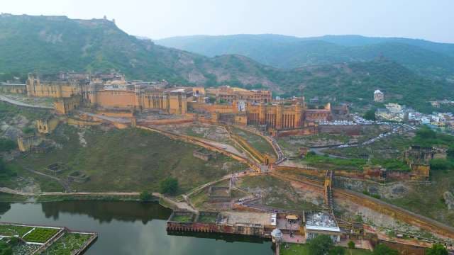 Majestic Aerial View of Amber Fort in Jaipur Rajasthan India