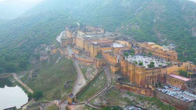 Majestic Aerial View of Historic Amer Fort in Jaipur, Rajasthan