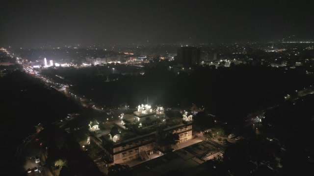 Stunning Aerial Night View of Albert Hall Museum in Jaipur India