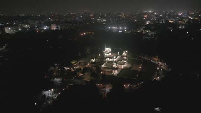 Stunning Aerial View of Albert Hall Museum Glowing at Night in Jaipur