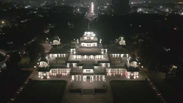 Stunning Aerial View of Albert Hall Museum Illuminated at Night