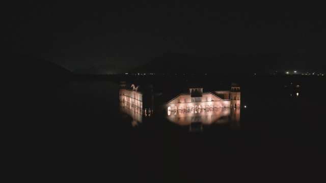 Majestic Night View of the Illuminated Jal Mahal Palace in Jaipur