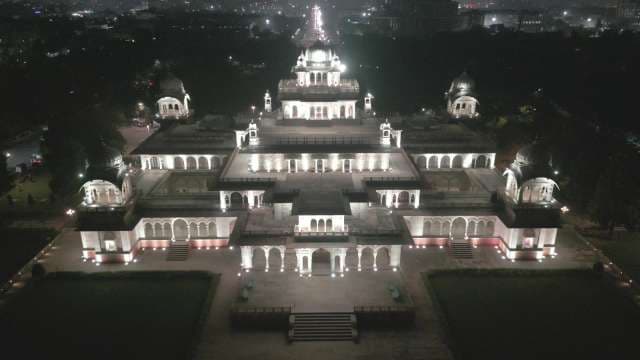 Stunning Aerial Night View of Albert Hall Museum in Jaipur India